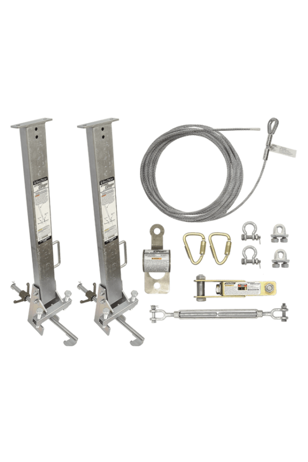 SteelGrip® Temporary Cable HLL System and Stanchions with 24" beam clamps